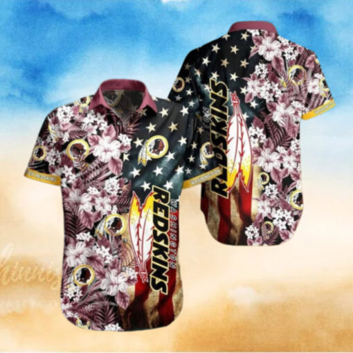 Washington Redskins Floral US Stars Hawaiian Shirt