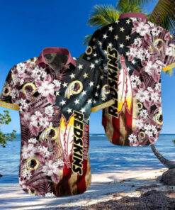 Washington Redskins Floral US Stars Hawaiian Shirt