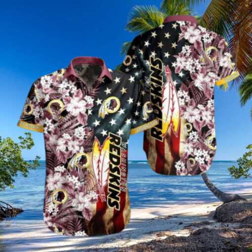 Washington Redskins Floral US Stars Hawaiian Shirt