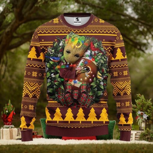 Washington Redskins Groot Hug Christmas Ugly Sweater Christmas Gift Ideas For Fans