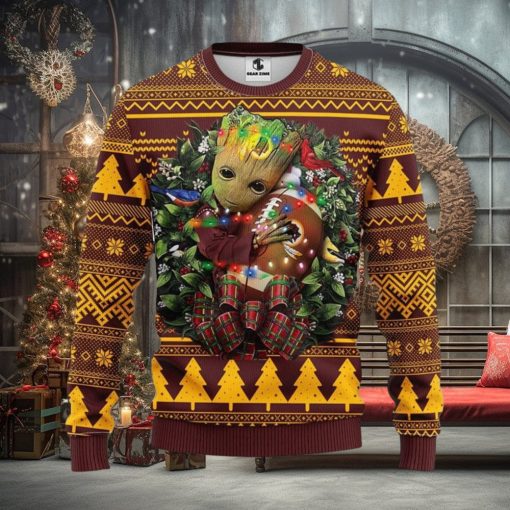 Washington Redskins Groot Hug Christmas Ugly Sweater Christmas Gift Ideas For Fans