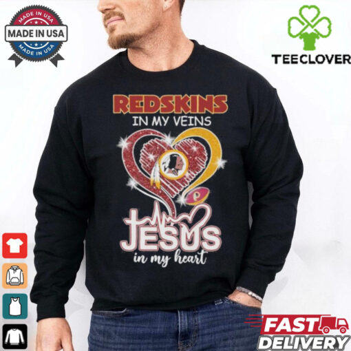 Washington Redskins In My Veins Jesus In My Heart Shirt