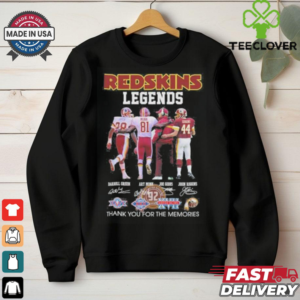 Washington Redskins Legends Green, Monk, Gibbs And Riggins Thank You For The Memories Signature Shirt Washington Redskins Legends Green, Monk, Gibbs And Riggins Thank You For The Memories Signature Shirt