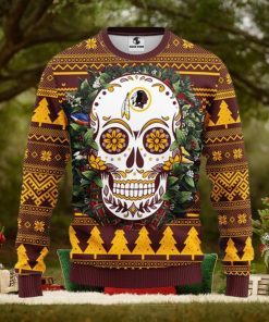 Washington Redskins Skull Flower Ugly Christmas Ugly Sweater
