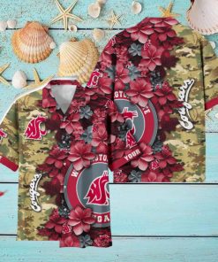 Washington State Cougars Custom Name Personalized Camo Flower Pattern Hawaiian Shirt