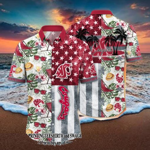 Washington State Cougars NCAA Flower Unique Full Print Hawaii Shirt And Tshirt