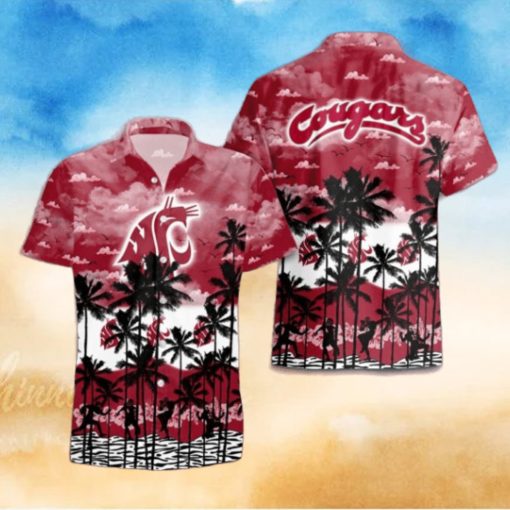 Washington State Cougars Palms Tree Hawaiian Shirt