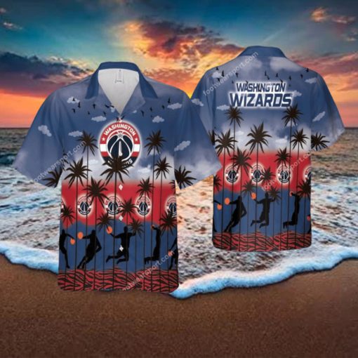 Washington Wizards Hawaiian Shirt Pattern Coconut Tree AOP For Men And Women