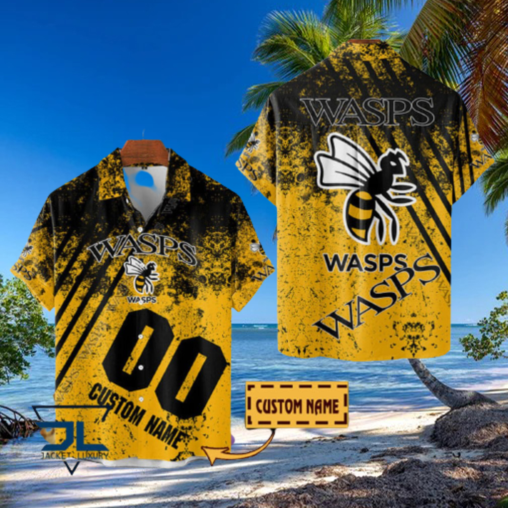 Wasps RFC Premiership Rugby 2023 Custom Name Hawaiian Shirt Wasps RFC Premiership Rugby 2023 Custom Name Hawaiian Shirt