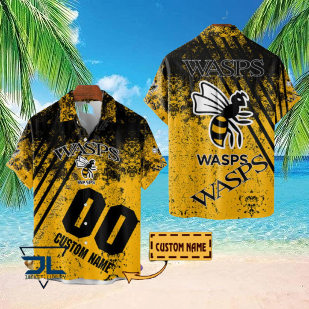 Wasps RFC Premiership Rugby 2023 Custom Name Hawaiian Shirt Wasps RFC Premiership Rugby 2023 Custom Name Hawaiian Shirt