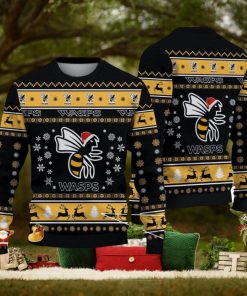 Wasps RFC Premiership Rugby Ugly Christmas Sweaters For Fans Gift Snow Flowers Christmas Tree