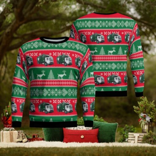 Waste Management Mack Front Loader Ugly Christmas Sweater