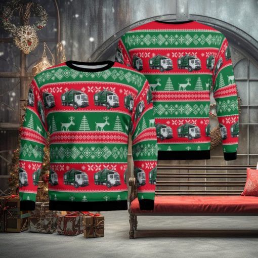 Waste Management Mack Front Loader Ugly Christmas Sweater