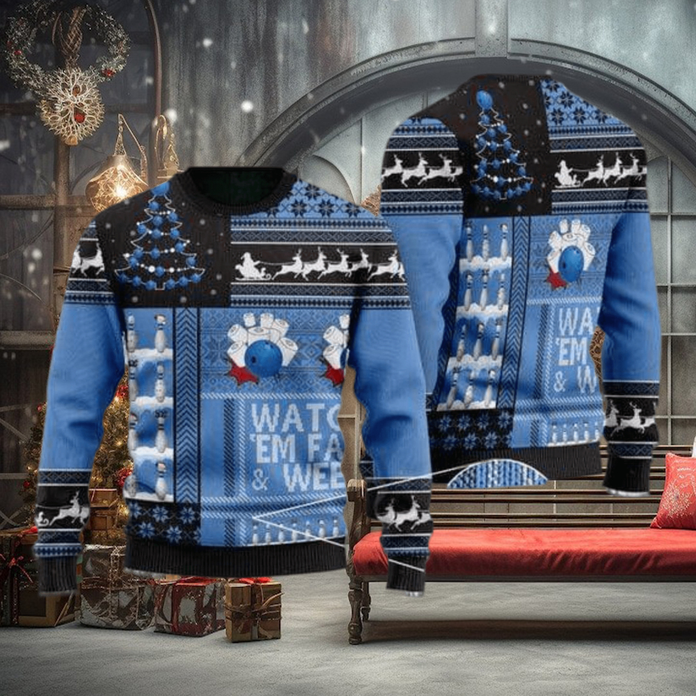 Watch’em Fall & Weep! Bowling All Over Print 3D Ugly Christmas Sweater Watch’em Fall & Weep! Bowling All Over Print 3D Ugly Christmas Sweater