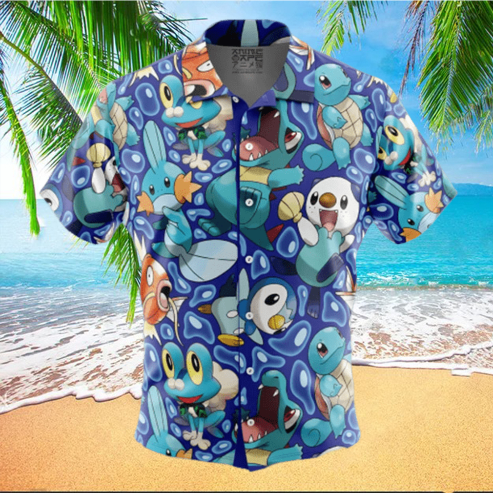 Water Type Starters Pokemon Button Up Hawaiian Shirt Water Type Starters Pokemon Button Up Hawaiian Shirt