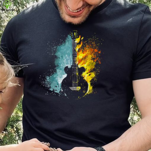Watercolor Fire Water Acoustic Guitar Graphic T Shirt