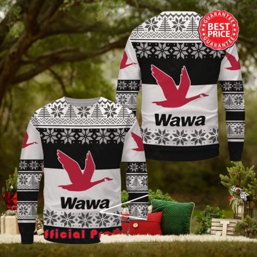 Wawa White Black Design Logo Snowflake Ugly Christmas Sweater