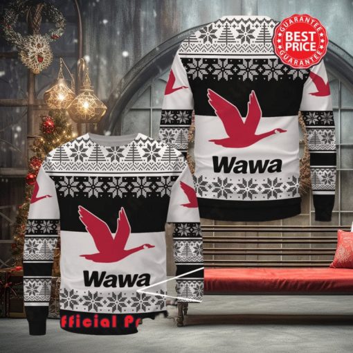 Wawa White Black Design Logo Snowflake Ugly Christmas Sweater