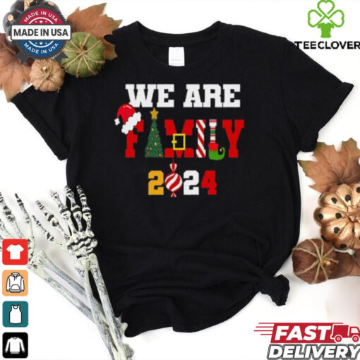 We Are Family Christmas 2024 Merry Xmas Ball Light Garden Santa Claus T Shirt