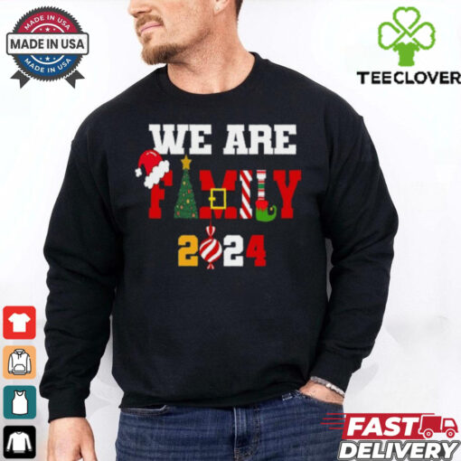 We Are Family Christmas 2024 Merry Xmas Ball Light Garden Santa Claus T Shirt