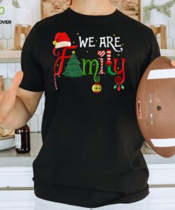 We Are Family Christmas Tree Santa Hat Xmas Elf Candy Cane T Shirt Black X Large