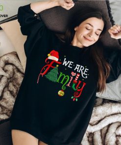 We Are Family Christmas Tree Santa Hat Xmas Elf Candy Cane T Shirt Black X Large