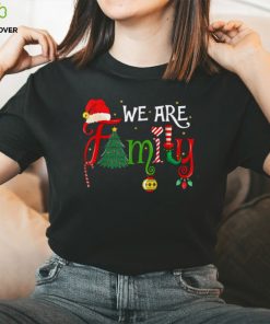 We Are Family Christmas Tree Santa Hat Xmas Elf Candy Cane T Shirt Black X Large