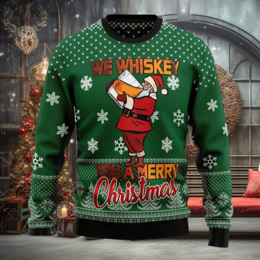 We Whiskey You A Merry Ugly Christmas Sweater Thankgiving Gift Men Women