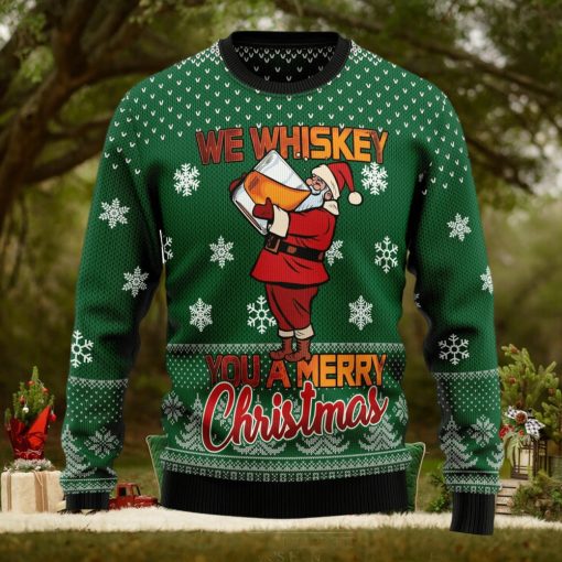 We Whiskey You A Merry Ugly Christmas Sweater Thankgiving Gift Men Women
