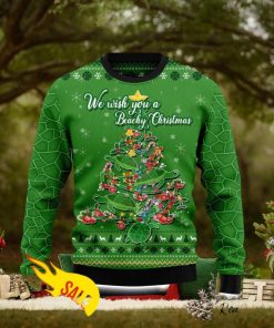 We Wish You A Beachy Christmas Turtles Christmas Ugly Sweater 3D