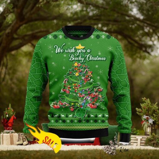 We Wish You A Beachy Christmas Turtles Christmas Ugly Sweater 3D