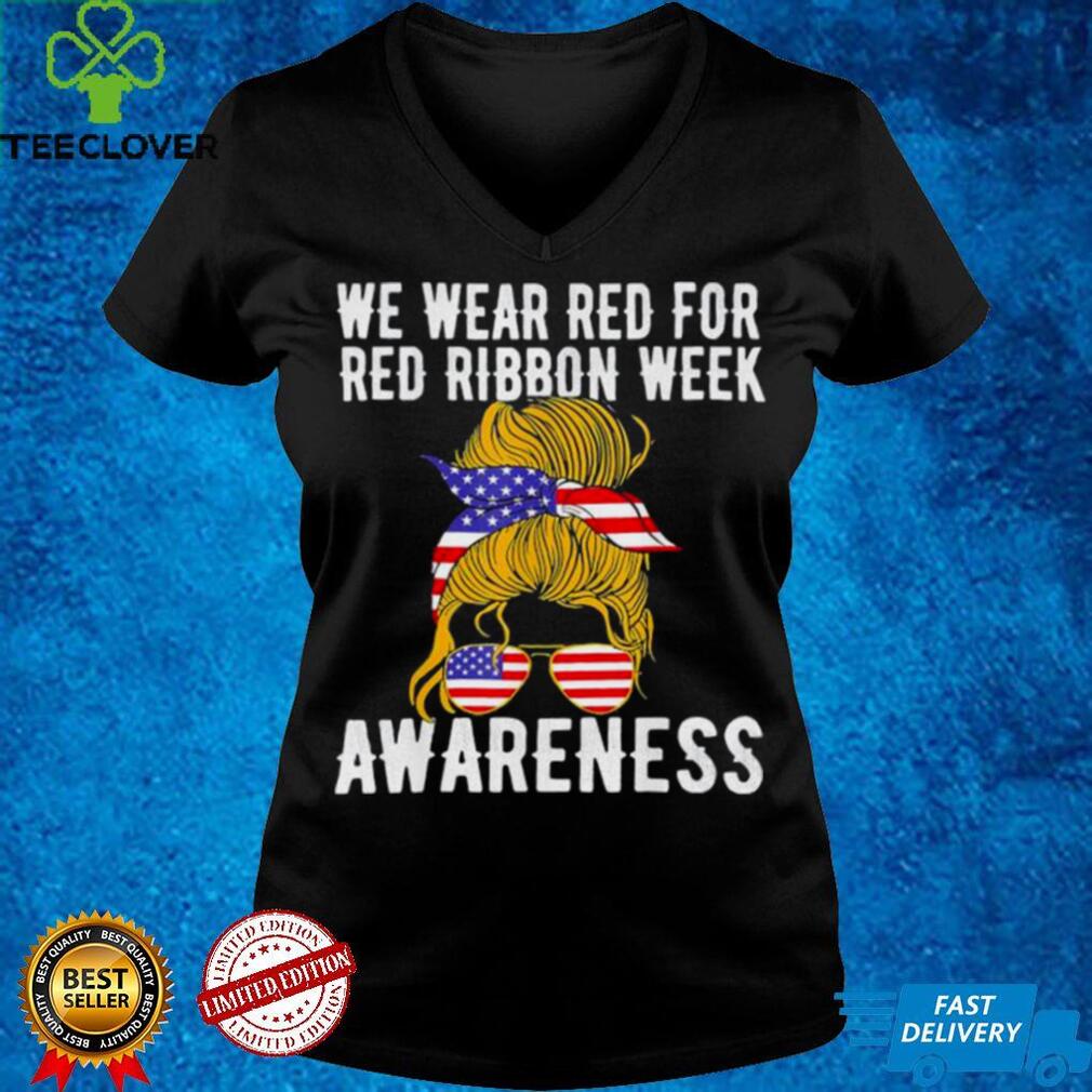 We wear red for red ribbon week us flag shirt We wear red for red ribbon week us flag shirt