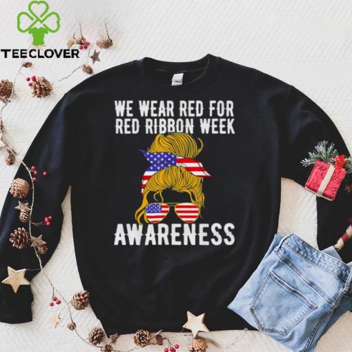 We wear red for red ribbon week us flag shirt
