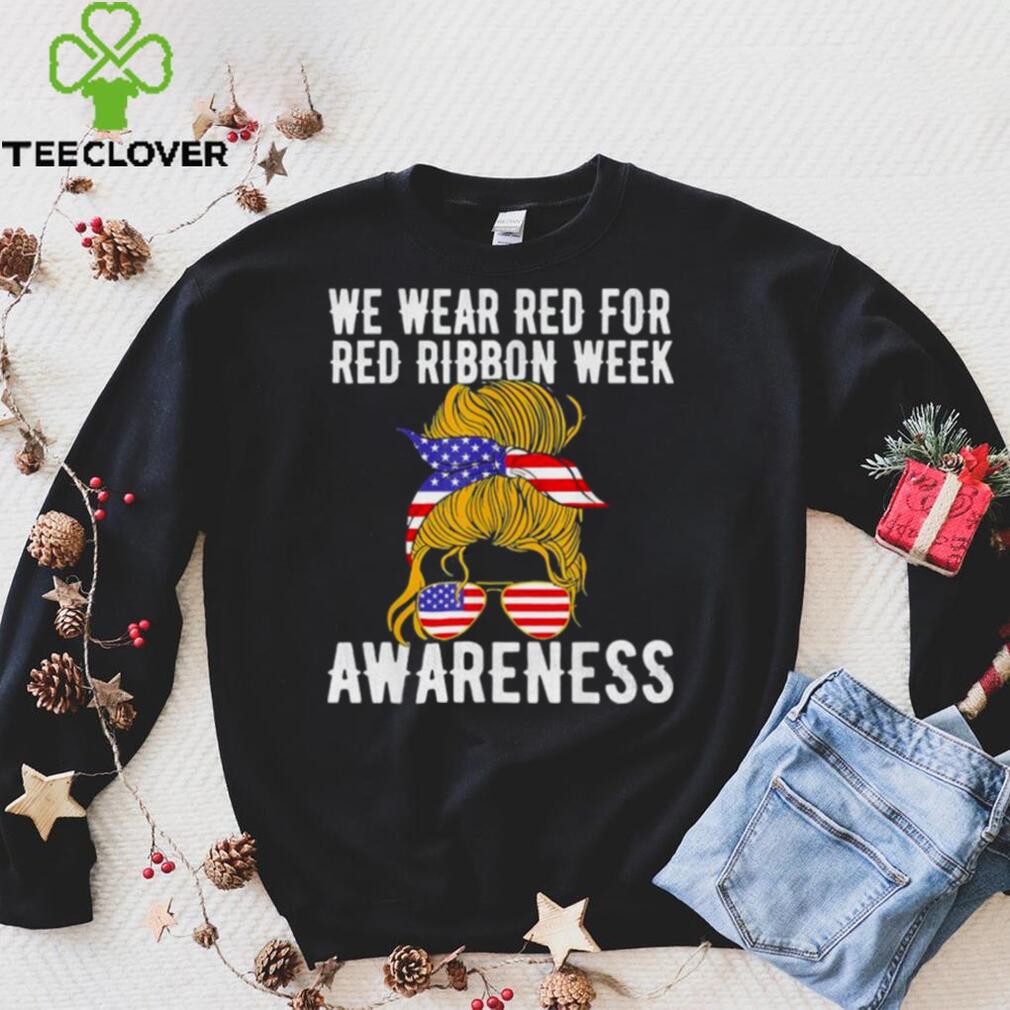 We wear red for red ribbon week us flag shirt We wear red for red ribbon week us flag shirt