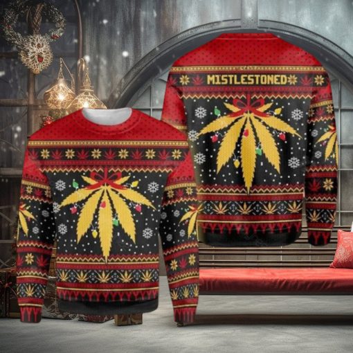 Weed Mistlestoned Ugly Christmas Sweater