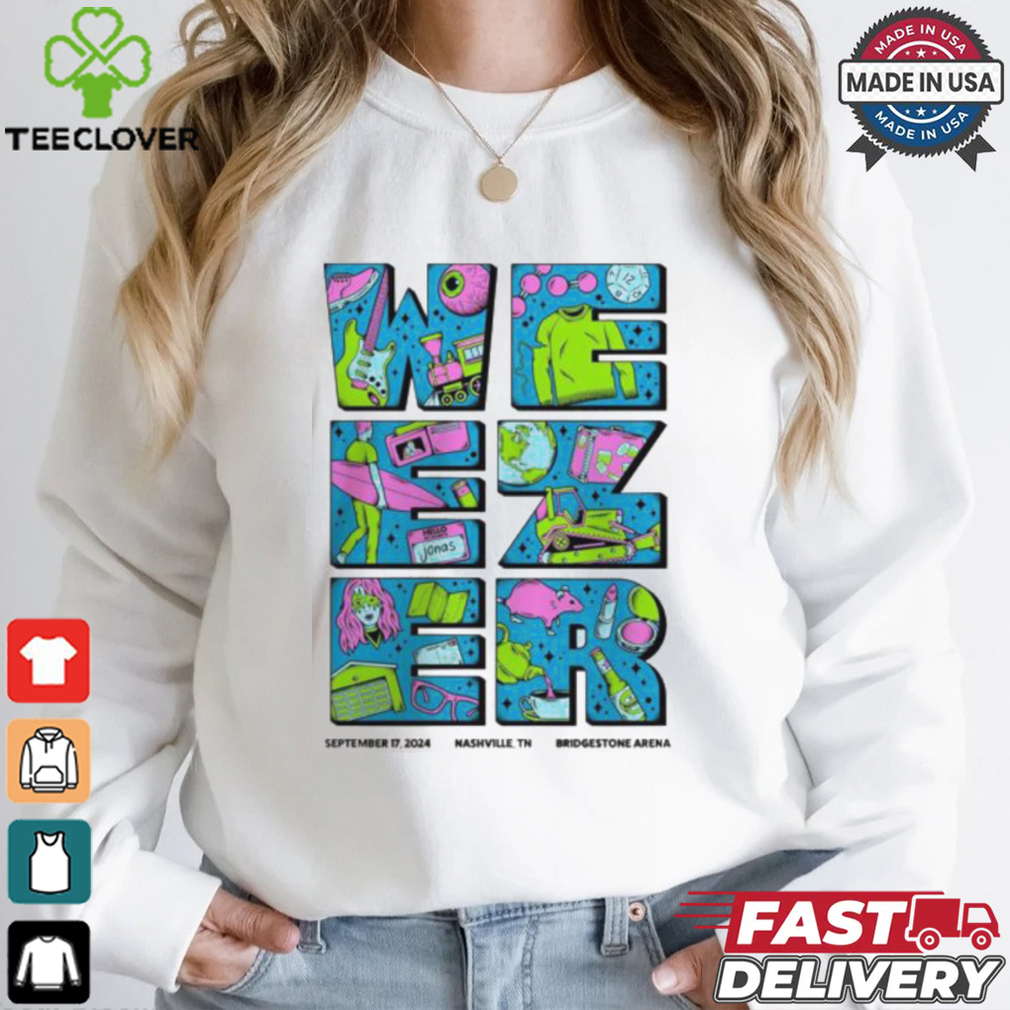 Weezer Poster For Nashville TN Show At Bridgestone Arena On September 17 2024 Unisex T Shirt Weezer Poster For Nashville TN Show At Bridgestone Arena On September 17 2024 Unisex T Shirt