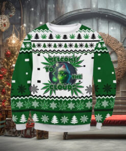 Welcome To The Clouds Grinch Weed Ugly Christmas Sweater Gift For Holiday