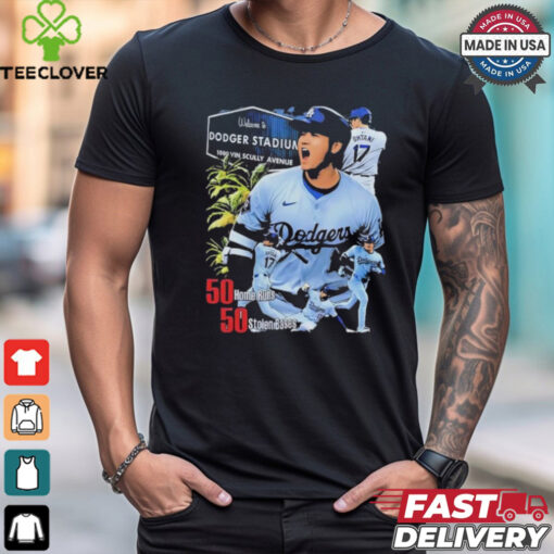 Welcome to Dodger Stadium 1000 vin scully avenue Shohei Ohtani 50 Home Runs 50 Stolen Bases shirt