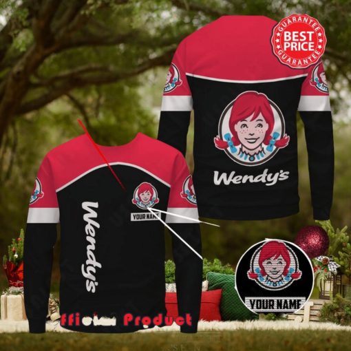 Wendy’s Custom Name Black Design Logo Ugly Christmas Sweater