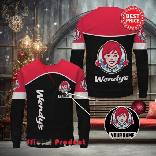 Wendy’s Custom Name Black Design Logo Ugly Christmas Sweater