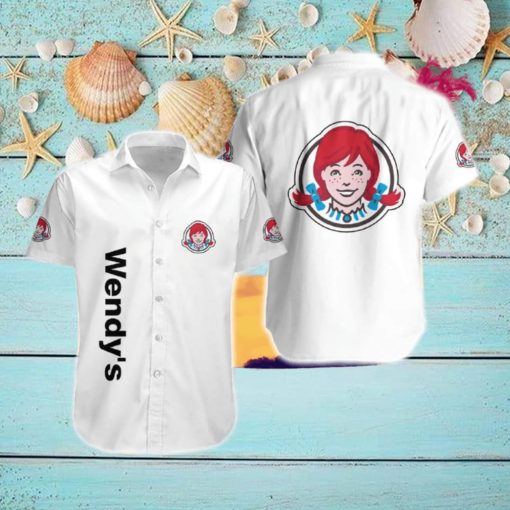 Wendy’s Logo Brand Hawaiian Shirt White Color Gift Summer