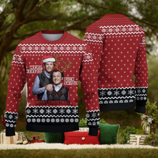 We’re Here To F Sh Up Merry Xmas Christmas Gift For Holiday Step Brothers 3D Ugly Christmas Sweater
