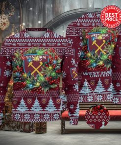 West Ham United FC Premier League Laurel Wreath Ugly Christmas Sweater