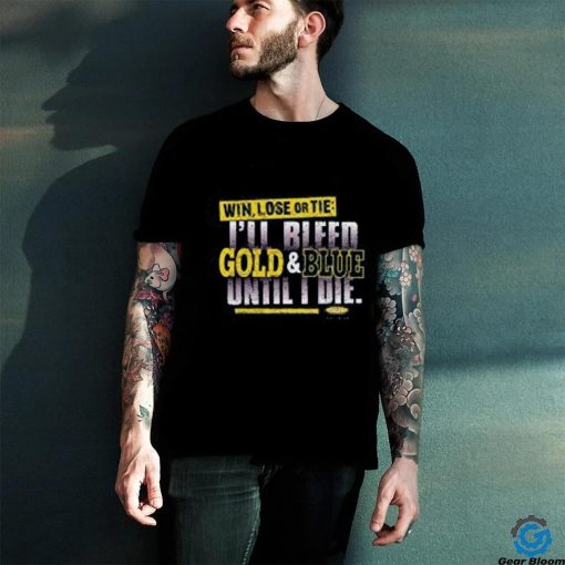 West Virginia Football Fans I Bleed Blue and Gold Till I Die. Navy T Shirt