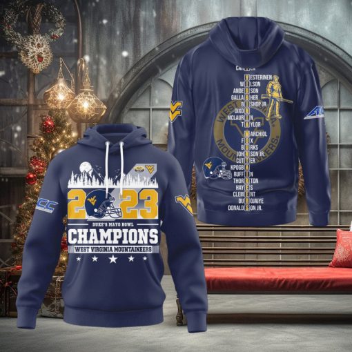 West Virginia Mountaineers 2023 Duke’s Mayo Bowl Champions Hoodie T Shirt