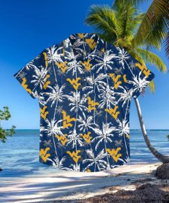 West Virginia Mountaineers Black Floral Hawaiian Shirt