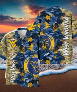 West Virginia Mountaineers Custom Name Personalized Camo Flower Pattern Hawaiian Shirt