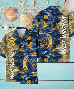 West Virginia Mountaineers Custom Name Personalized Camo Flower Pattern Hawaiian Shirt
