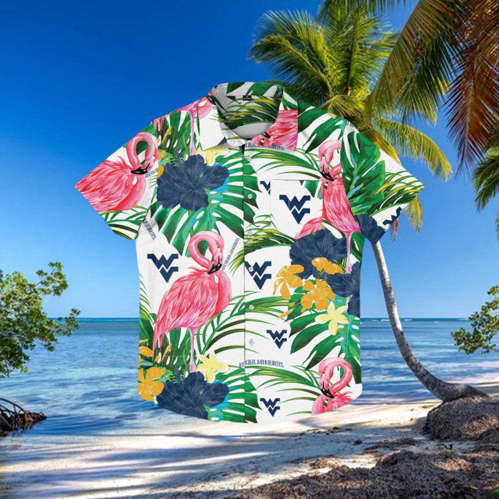 West Virginia Mountaineers Flamingo Hawaiian Shirt West Virginia Mountaineers Flamingo Hawaiian Shirt