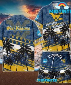 West Virginia Mountaineers NCAA Pattern Personalized Hawaiian Set